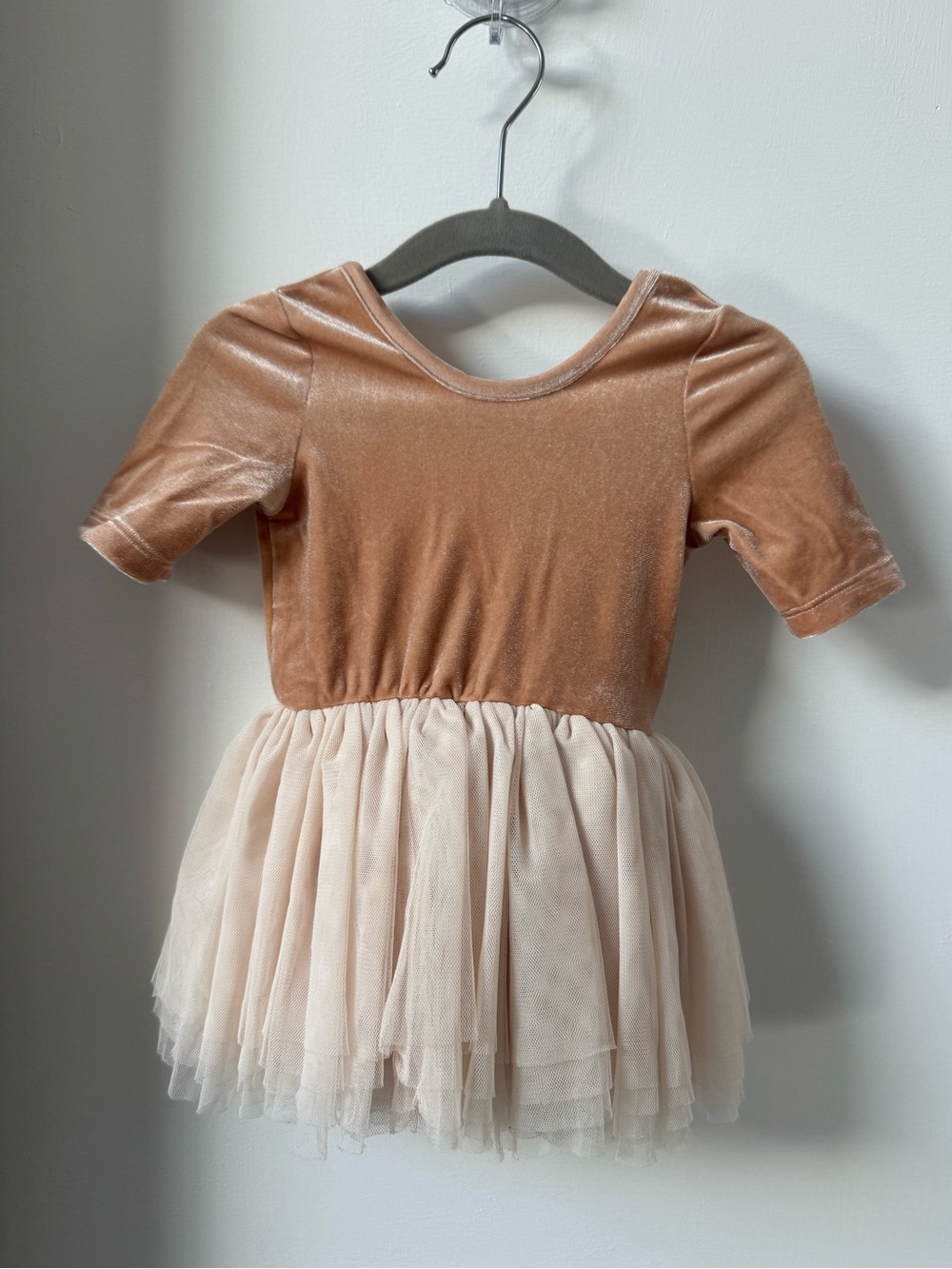 Noralee Toddler Velvet Ballet Tutu Dress in Light Brown and Cream